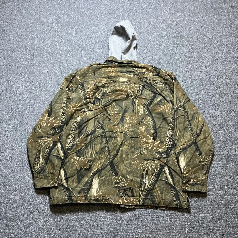 Faded Glory Camo Hooded Jacket Size M Green Real Tree Fleece Lined Shacket